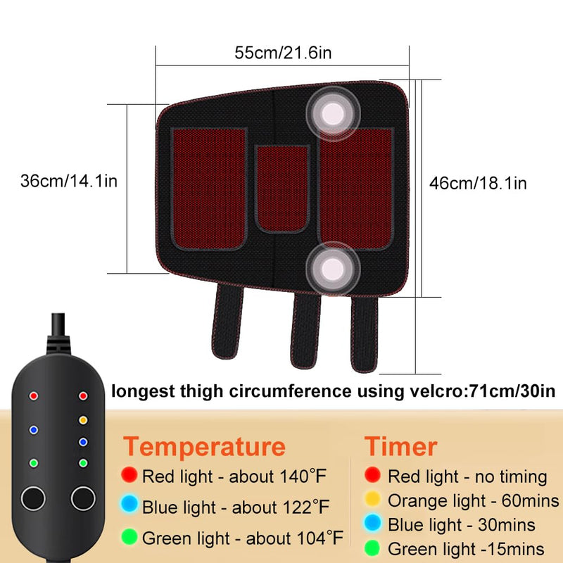 Woolala Heated Leg Warmer, Electric Heating Pad for Thigh & Knee & Calf | Therapy Heated Knee Brace Calf Warmer for Better Circulation, Pain Relief, Adjustable Size for Left or Right