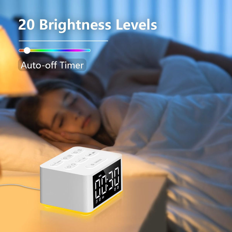 [Australia] - 【3 in 1】 Small Sound Machine Alarm Clock Night Light White Noise Machine 27 Sleeping Sounds for Adults Kids Precise 32 Level Volume Sleep Timer Memory Function Digital Clock with 30 Wake Up Sounds 