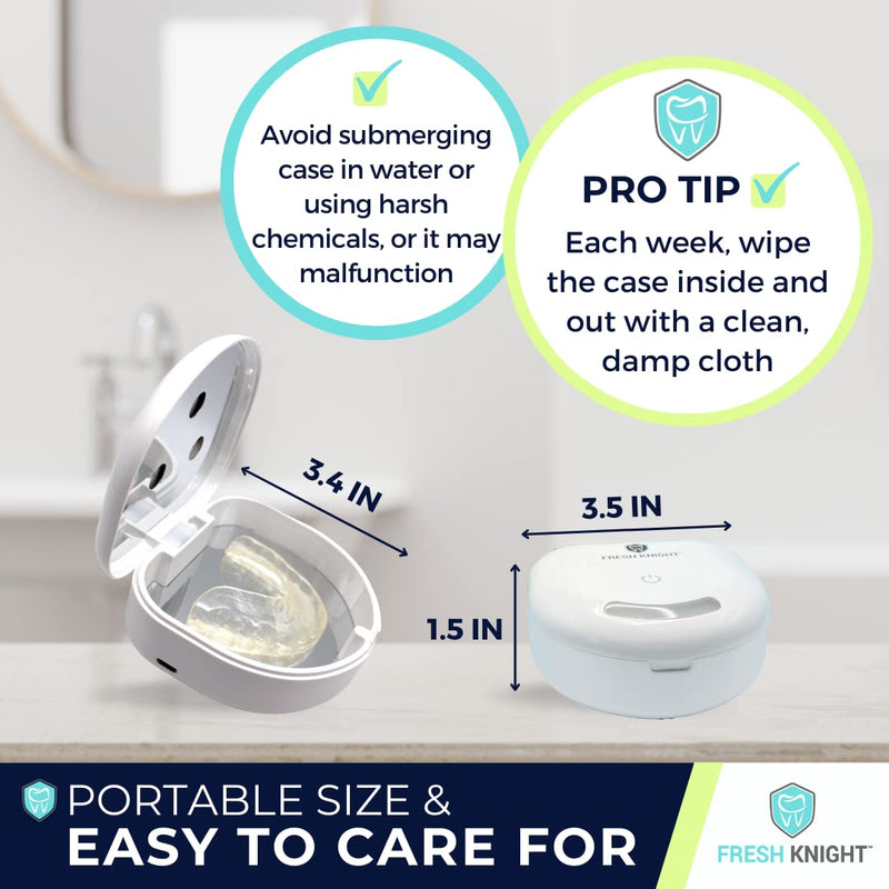 [Australia] - FRESH KNIGHT UV Retainer Case | UVC Retainer Cleaner, Disinfects Cleans and Removes Odors, Mouth Guard Case, compatible for Invisalign Case, Retainer Cases | Fresh Case 1x White-uv 
