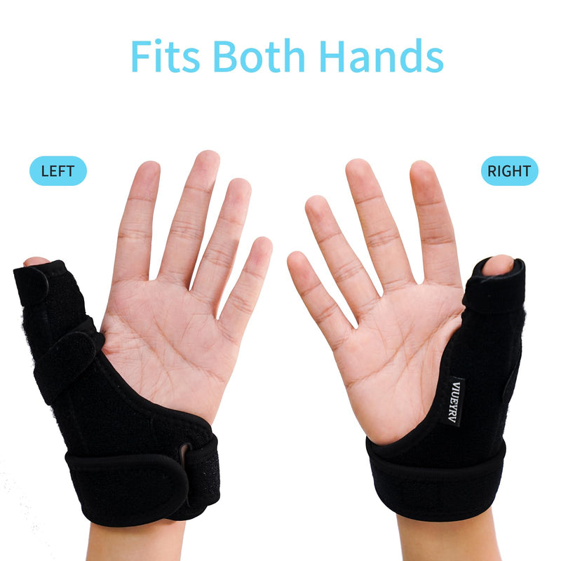 Trigger Thumb Splint- Adjustable Thumb Spica Support Stabilizer Brace for Pain, Sprains, Arthritis, Tendonitis, Breathable and Easy Application.(Right & Left Hand) (Black) Black