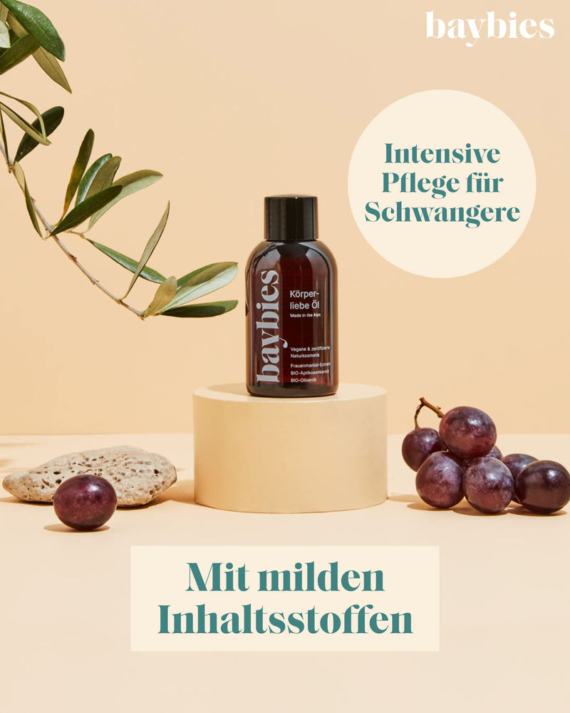 [Australia] - BAYBIES® Pregnancy Oil Body Love | Certified natural cosmetics | Vegan massage oil to prevent stretch marks & stretch marks | 100ml 