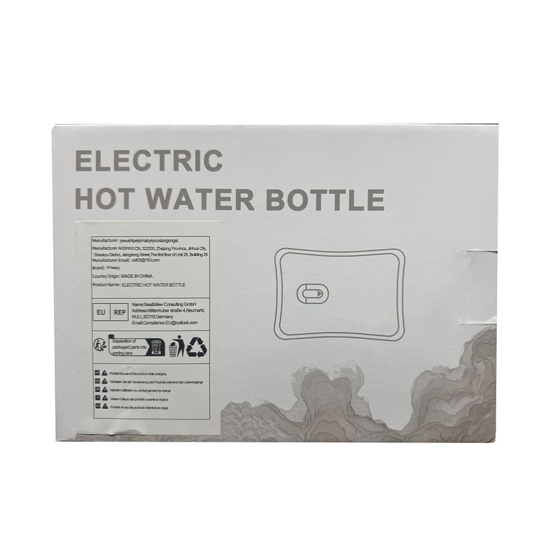 [Australia] - Electric hot water bottle, portable electric hot water bottle with soft cover, electric hot water bottle soothing warmth on the back, stomach, neck (grey, medium) grey 