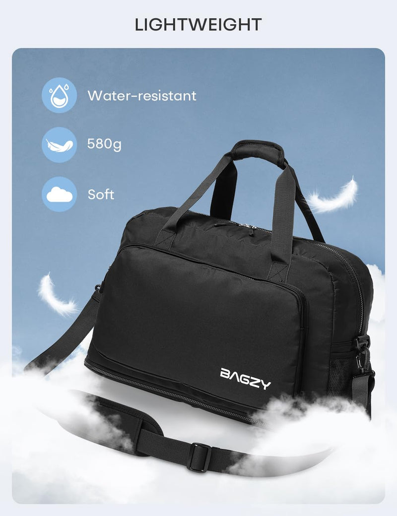 Under-seat Carry on Bags for Airplanes Personal Item Travel Bag 38L Expandable 50L Lightweight Duffle Bag Water-resistant Weekender Bags with Wet Pocket for Gym Overnight Hospital Blue