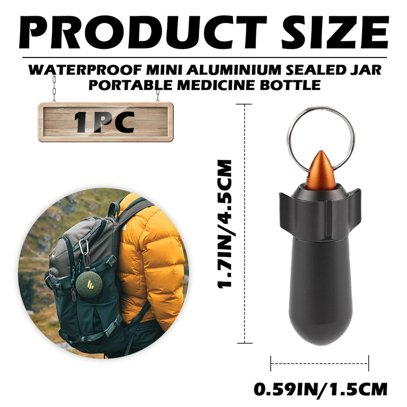 Keychain Pill Box Portable Mini Pill Case Small Aluminum Medicine Holder Pill Storage Box Waterproof Vitamin Aspirin Keyring Container for Outdoor Traveling