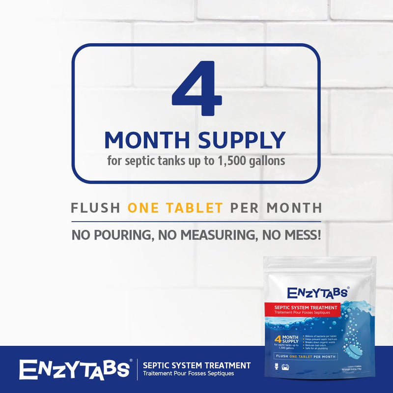[Australia] - Septic Tank System Treatment, Billions of Enzyme Producing Bacteria Reduce Bad Odors and Help Prevent Backups, 4 Month Supply (4 tablets) 
