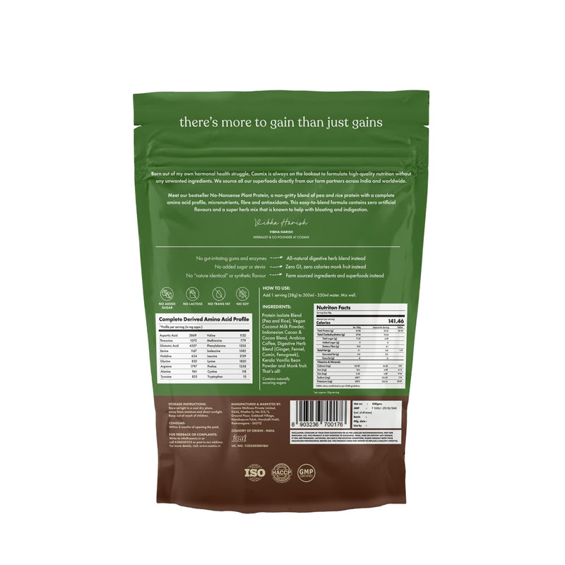 [Australia] - No Nonsense Plant Protein | Organic Brown Rice & Pea Isolate | Easy Digestion | 24G Protein/Serving | Gluten & Lactose Free | (Chikmagalur Mocha, 500g) Chikmagalur Mocha 0.18 Ounce (Pack of 100) 