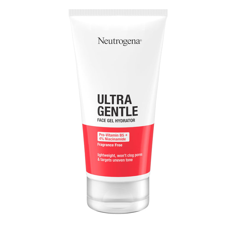 Neutrogena Ultra Gentle Face Gel Hydrator with Pro-Vitamin B5 & 4% Niacinamide Designed for Acne-Prone Skin, Lightweight Gel Cream Targets Uneven Skin Tone, Fragrance-Free, 5.0 oz 5 Fl Oz (Pack of 1)