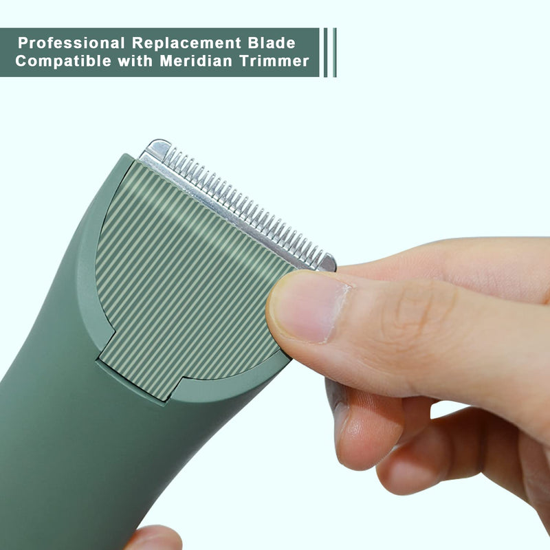Audoc 3PCS Replacement Blades for Meridian Trimmer,Hygienic Ceramic Hair Replacement Blades for Meridian Body Trimmer (Onyx & Sage),Green 3PC
