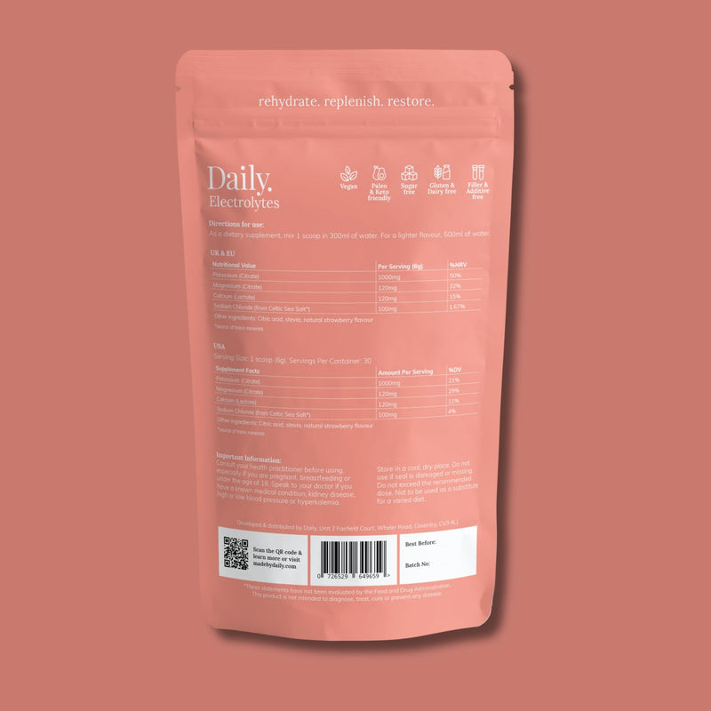 Daily Low Sodium Electrolytes Powder | Wild Strawberry | 1000mg Potassium + Magnesium + Celtic Sea Salt | Sugar-Free Keto Electrolyte Drink | Vegan Hydration Supplement for Energy, Focus & Recovery