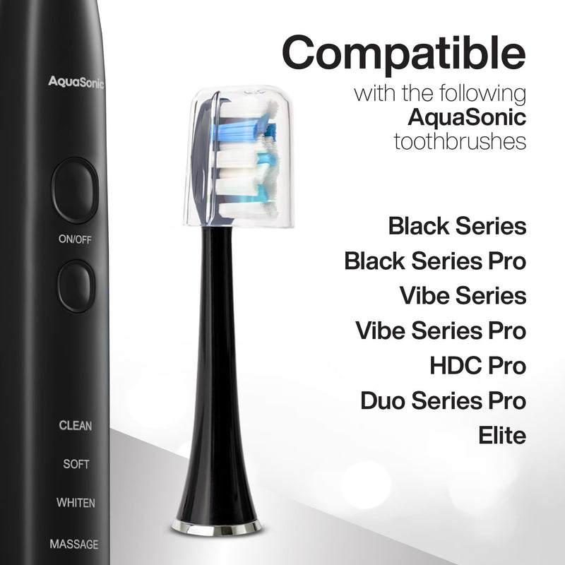 [Australia] - AquaSonic Proflex Replacement Brush Heads | ADA Accepted | for Whiter Teeth & Gum Care | Compatible with Many AquaSonic Toothbrush Handles (3 Pack Black) 3 Pack Black 