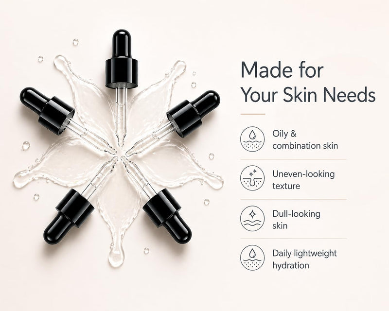 Niacinamide 10% + Zinc 1% Face Serum – Lightweight Hydrating Serum with Hyaluronic Acid & Vitamin B5, 30 ml / 1.01 fl oz