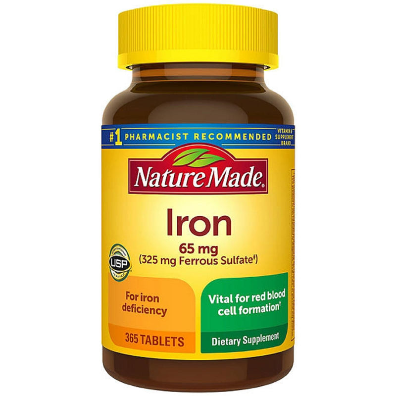 [Australia] - Nature Made Iron 65 mg (from Ferrous Sulfate) Tablets for Red Blood Cell Formation (365 ct.). 