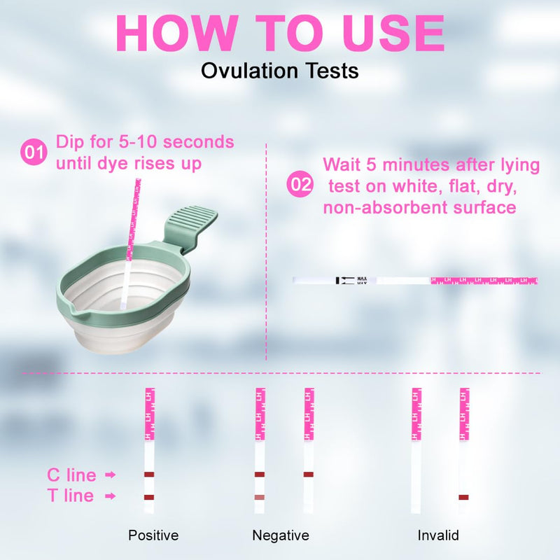 30 Ovulation Test Strips with Reusable Urine Cup Accurate Fertility Test for Women Home Ovulation Predictor Kit 3mm LH