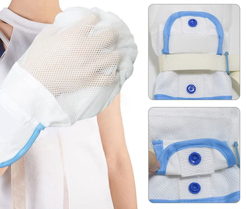[Australia] - Medical Hand Restraints Safety Mitts Glove for Dementia Elderly and Patients, Fingers Separated Design with Breathable Mesh and Thick Sponge Filling to Keep Comfort and Prevent Scratching(1pcs) 