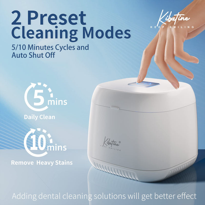 [Australia] - Ultrasonic Retainer Cleaner Machine with 4 UV Lights for Denture Aligner Retainer Mouth Guard Jewelry Rings, Ultrasonic Denture Cleaner for All Dental Appliances White 