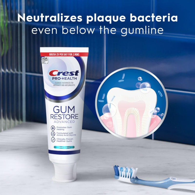 [Australia] - Crest Pro-Health Advanced Gum Restore Deep Clean Toothpaste 4.8 oz Pack of 3 -Anticavity, Antibacterial Flouride Toothpaste, Clinically Proven, Gum and Enamel Protection 