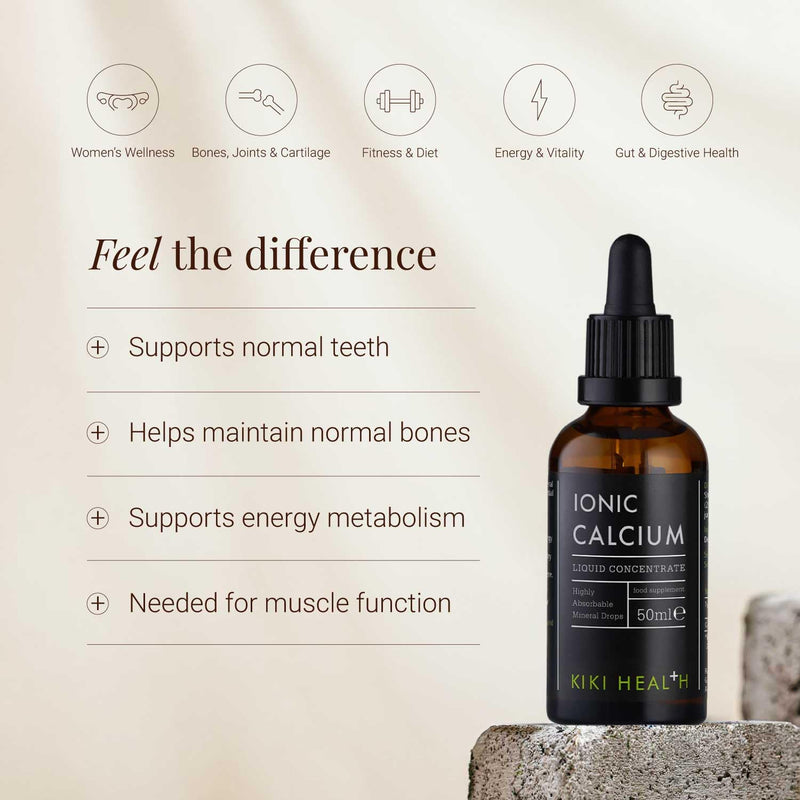 Ionic Calcium Liquid Concentrate 50ml – Bone & Teeth Support – High Absorption Calcium Supplement Drops for Muscle Function, Nerve Transmission & Energy Metabolism, 240mg 30% RI/Serving
