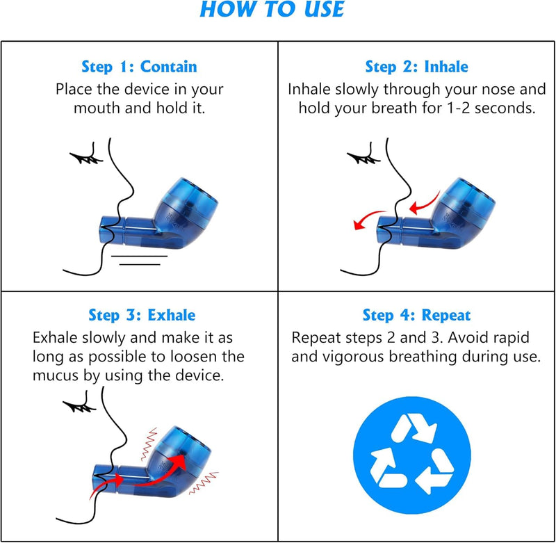 [Australia] - MILLSTEPS Breathing Exercise Device for Lungs,Mucus Relief and Lung Expansion Device - Clear Mucus from Airways Naturally & Build Stronger Lungs (Blue) Blue 