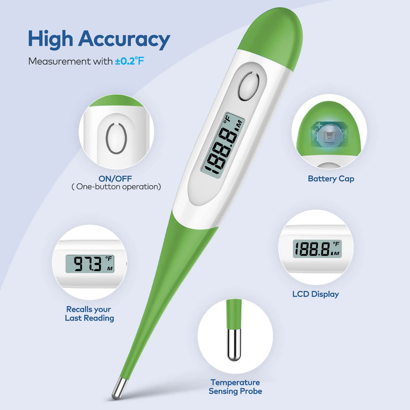 [Australia] - Thermometer for Baby, 2 Packs, Rectal Digital Thermometer with 10 Seconds Fast Reading (Dark Blue+Green) Dark Blue+Green 