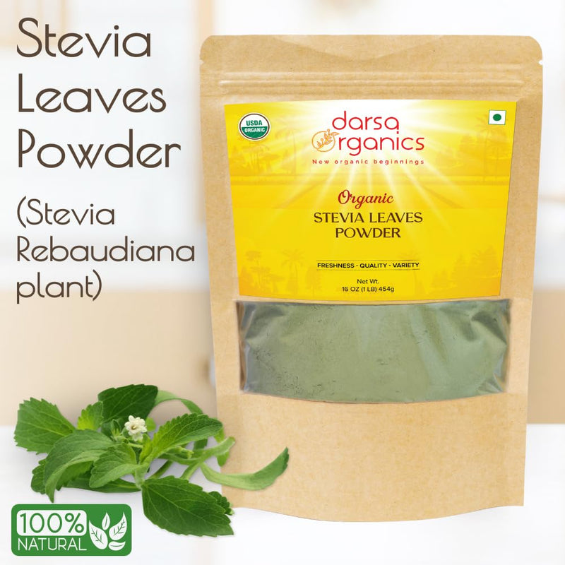 [Australia] - Organic Stevia Leaves Powder from India 16 ounce | Reduced Bitter Aftertaste | Natural Sweetener | Plant Based Sugar Substitute | 0 Calorie | USDA Organic | Non-GMO | Resealable Pouch 