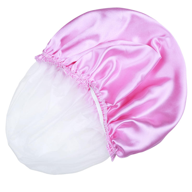 [Australia] - Shower Caps for Women, 4 PCS Elastic and Reusable Bath Caps, Double Waterproof Layers Shower Cap, Bathing Shower Caps, Environmental Protection Hair Bath Hat - Solid Color Solid Color 4 PCS/Set 