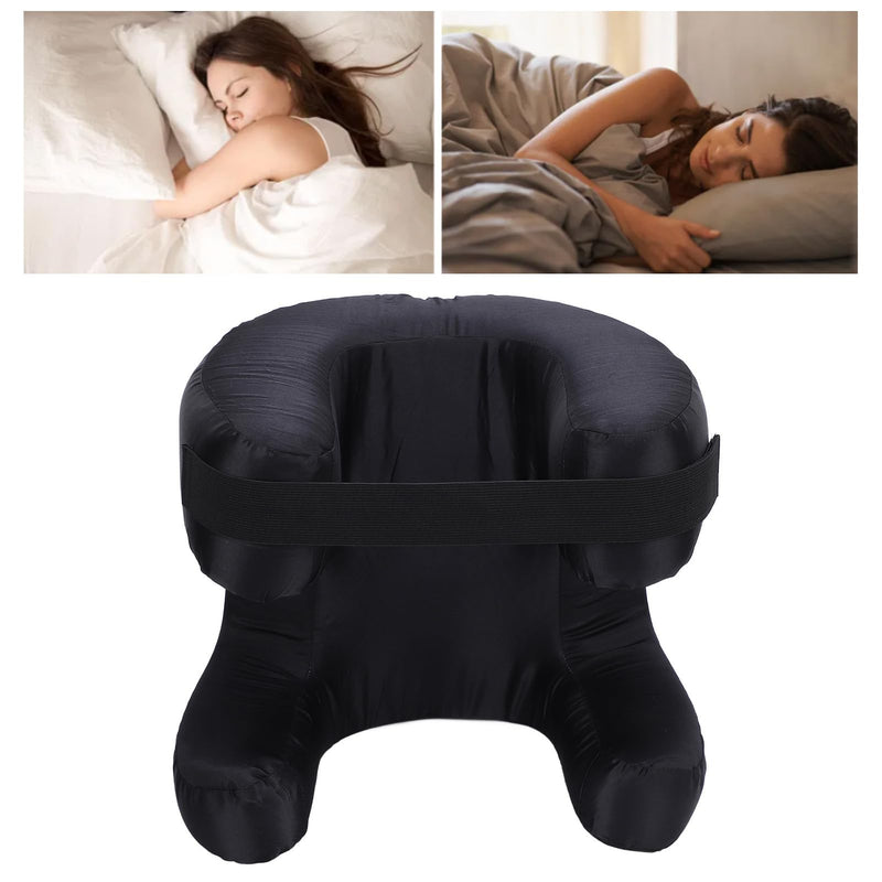 [Australia] - Memory Foam Face Pillow, Ergonomic Design, Silk Fabric Beauty Pillow for Back Sleep Training Pillow, Memory Foam Support, Soft Cushioning, Suitable for Comfortable Sleep (Black) Black 
