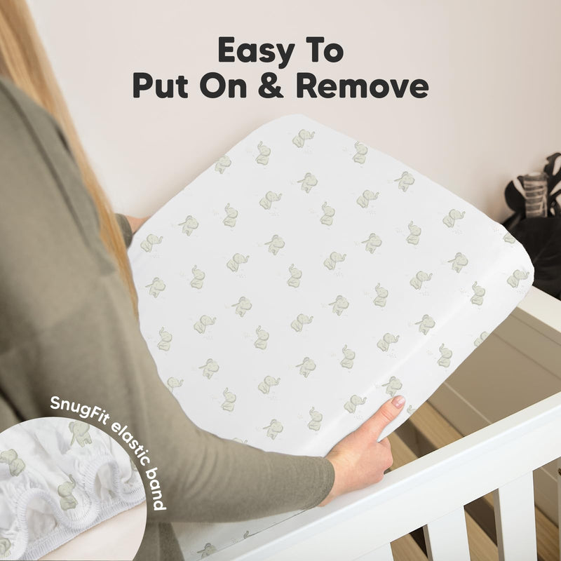 [Australia] - 2-Pack Mini Crib Sheets Fitted, Pack and Play Sheets - Organic Cotton Pack N Play Sheets for Pack and Play Mattress, Playard Baby Crib Sheets, Jersey Crib Sheets Neutral for Boys, Girls (Elly) Elly 
