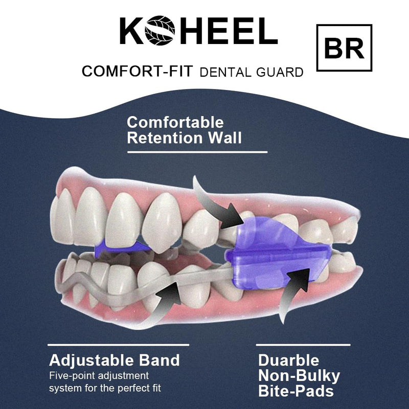 [Australia] - KOHEEL No-Boiling Adjustable Mouth Guard for Teeth Grinding and Clenching, Comfortable Night Guard for Bruxism Relief, TMJ Relief, and Sleep Improvement (2 Count) 2 Count 