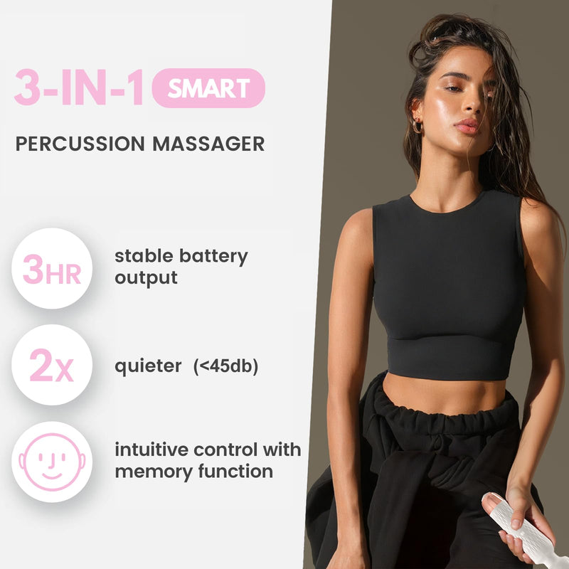 [Australia] - The Upgraded 3-in-1 Personal Massager – 3H Powerful Vibration, Quiet & Waterproof – 20 Modes 8 Speeds Muscle Therapy Stick for Deep Tissue, Sports Recovery, Cordless & Travel Friendly (Pink) Pink 
