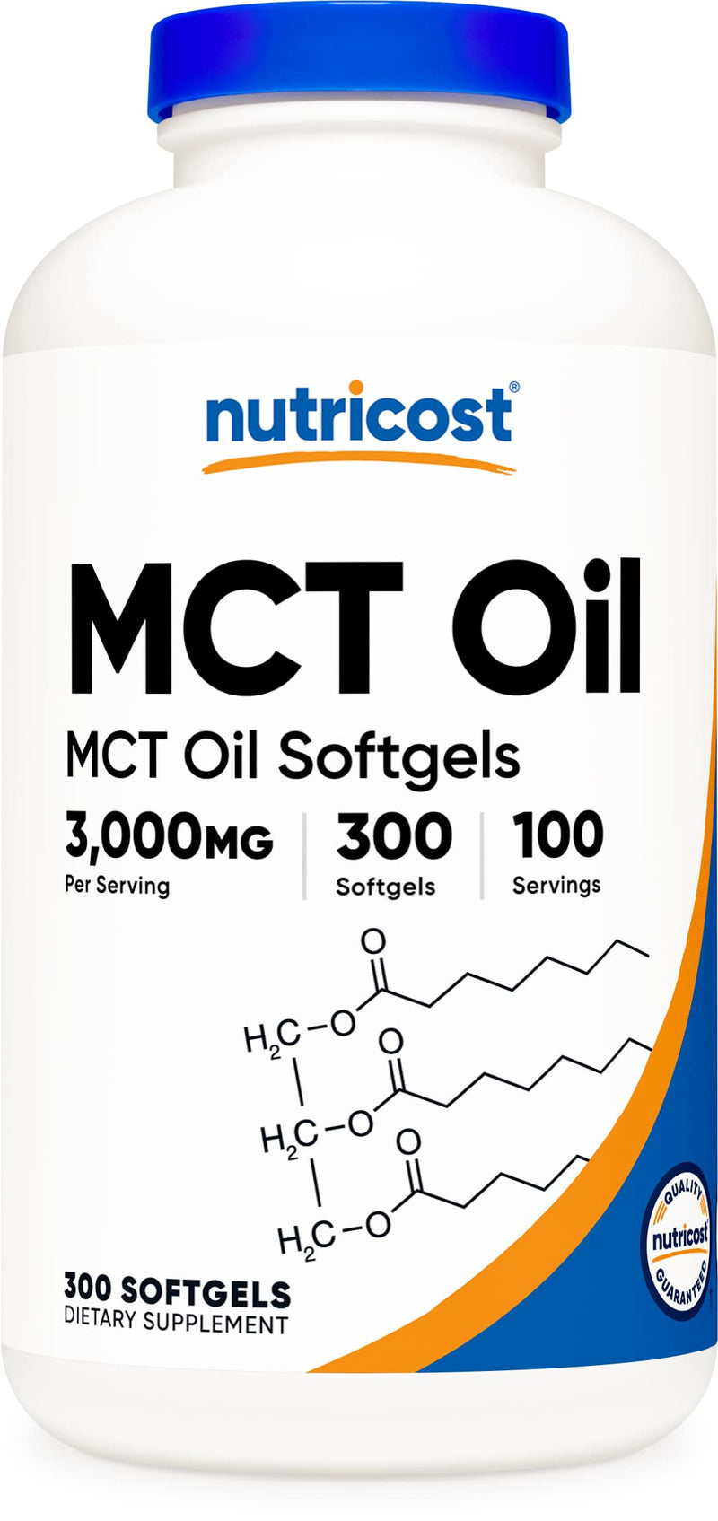 [Australia] - Nutricost MCT Oil Softgels 1000mg, 300 SFG (3,000mg Serv) - Great for Keto, Ketosis, and Ketogenic Diets 300 Count (Pack of 1) 