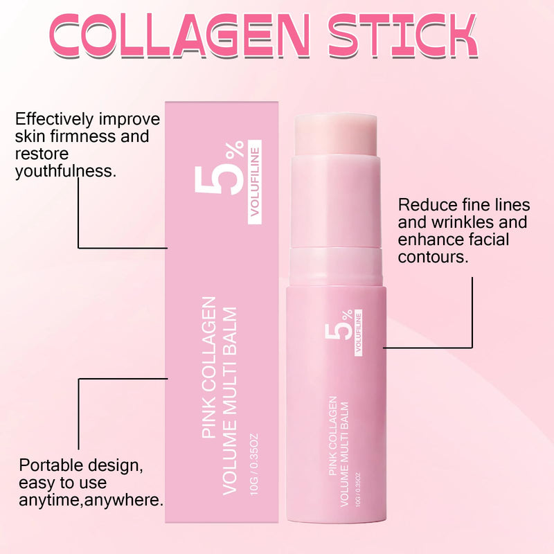 2Pcs Collagen Stick Collagen Stick for Face,Smooths Fine Lines and Wrinkles, Deeply Moisturizes and Nourishes the Skin, Gentle Formula for Face, Eye & Lip,10 G