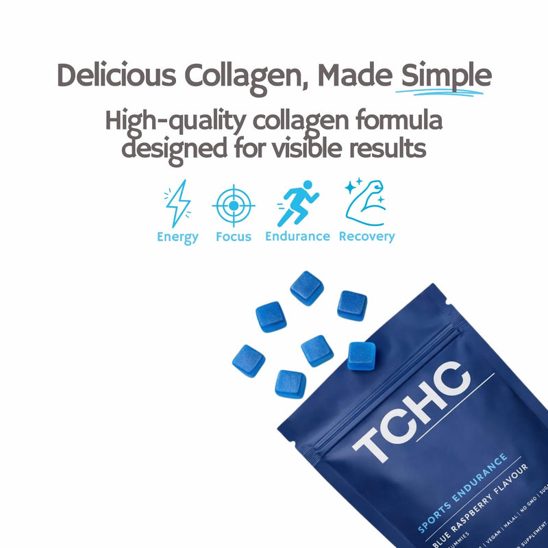TCHC - Sports Endurance Gummy, Natural Pre-Workout - Fast Working. Added Lions Mane, Black Maca Root, VIT B12, VIT B3 & Guarana Extract. High Intensity. Boost Cognitive Function and Improve Memory.