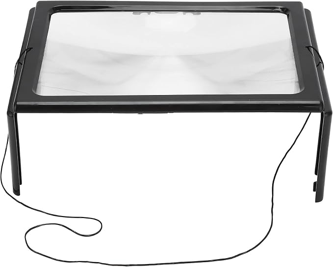 3X Large Full Page Magnifier with 12 LED Lights[Provide Evenly Lit Viewing Area], Foldable Flip-Out Legs, Dual Power Supply Modes- Ideal for Hands Free Reading, Low Vision, Seniors with Aging Eyes