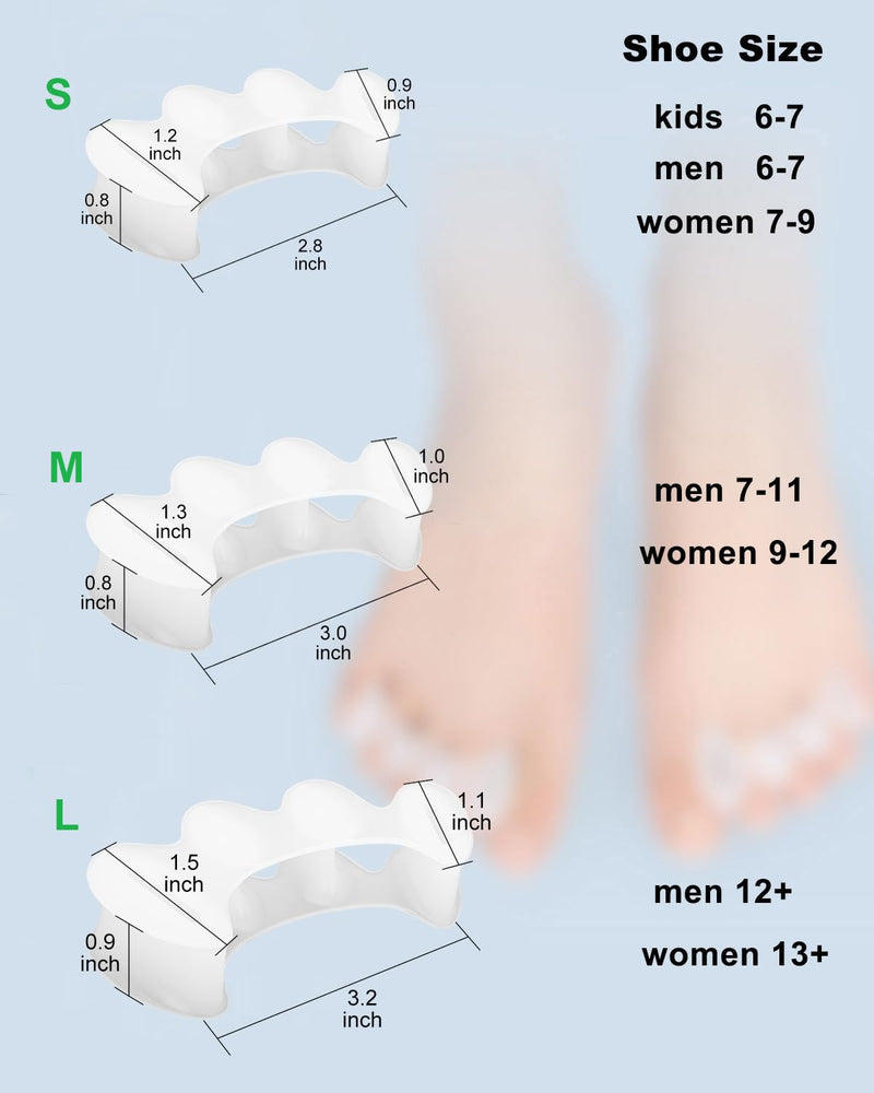 [Australia] - 2Pairs Toe Separators Toe Spacers for Women Men to Correct Bunion, Relieve Feet Pain, Foot Alignment, Toe Straighteners for Hammertoes, Plantar Fasciitis (M, Women Shoe Size 9-12.5, Men: 7-11) M, Women Shoe Size 9-12.5, Men: 7-11 