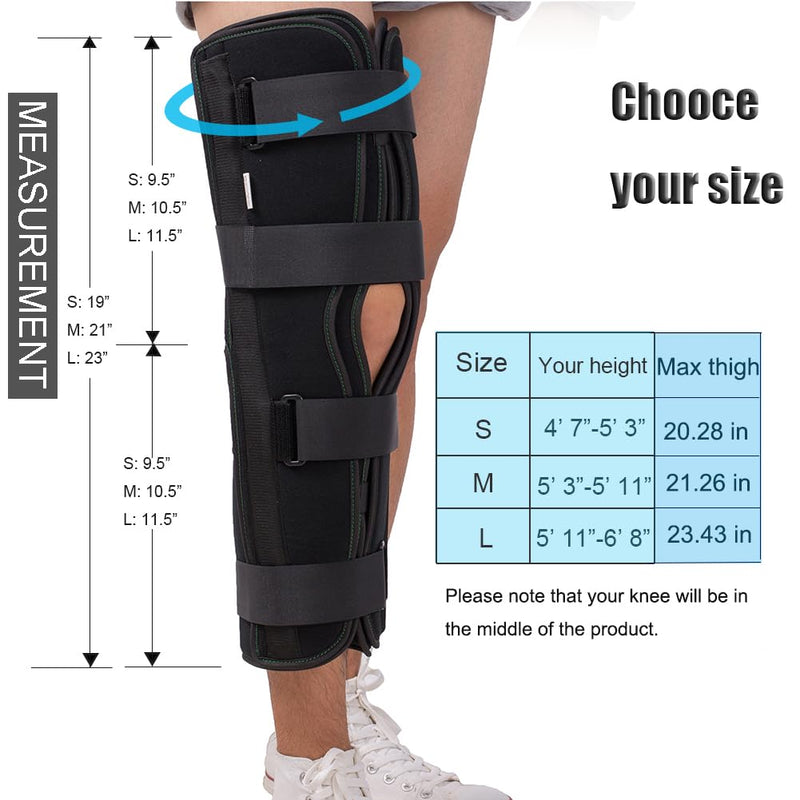 [Australia] - 3-Panel Knee Immobilizer Full Leg Support Brace, Aluminum alloy Straight Knee Splint - for Knee Pre-and Postoperative & Injury or Surgery Recovery (Update Size M) Update Medium 