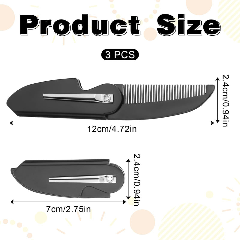[Australia] - Beard Comb Pack of 4 Foldable Beard Comb Men Foldable Cord Folding Comb, Beard Comb, Pocket Comb, Portable Styling Hair Comb, Daily Care for Styling Hair Beard 