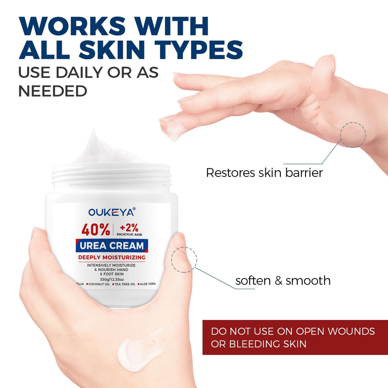 OUKEYA Urea Cream 40% with 2% Salicylic Acid, 12.35 Ounce 12.35 Ounce (40% +2% Urea Cream)