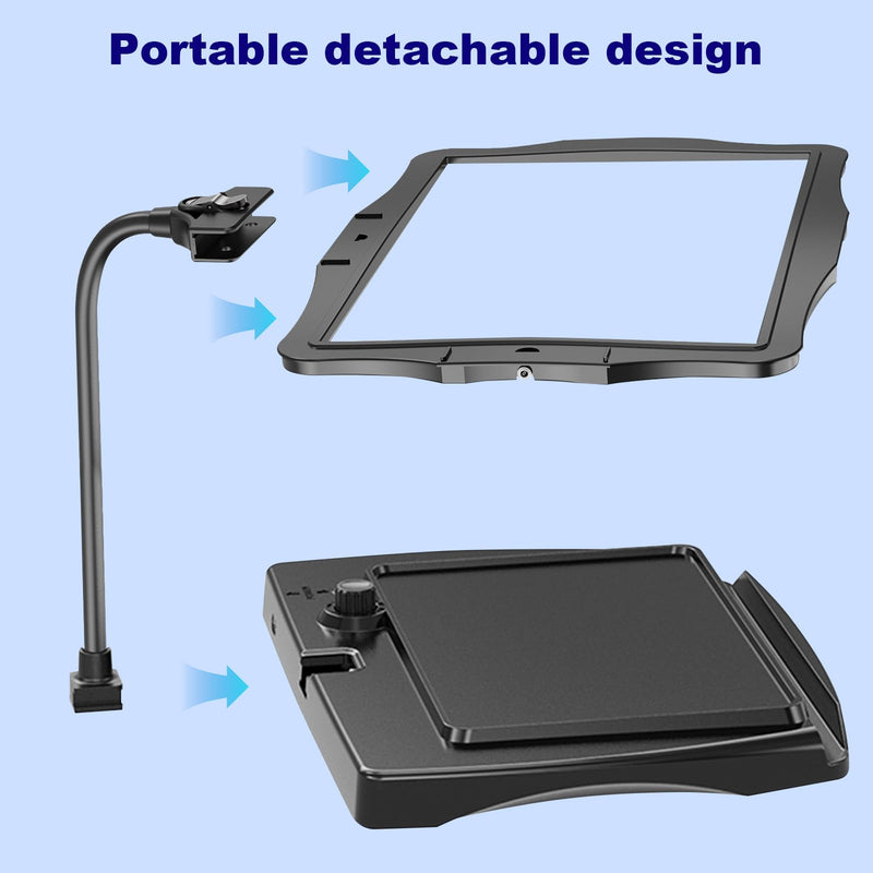 [Australia] - 10X Square Magnifying Glass with Light and Stand, Real Glass LED Illuminated Magnifying Glass, 5 Color Modes Continuously Dimmable, Hands-Free Mag Desk Lamp with Clamp for Reading Craft Hobby Closing Work, Black 8079-2 