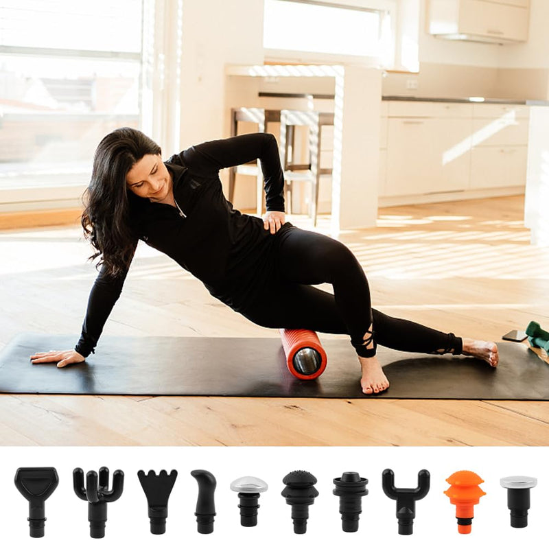 [Australia] - Massage Gu-n Attachments, 20pcs Relaxation Massager Heads with 2pcs Drawstring Bag Different Massager Heads to Meet Different Needs for Deep Tissue Percussion Plug and Play(Black) 