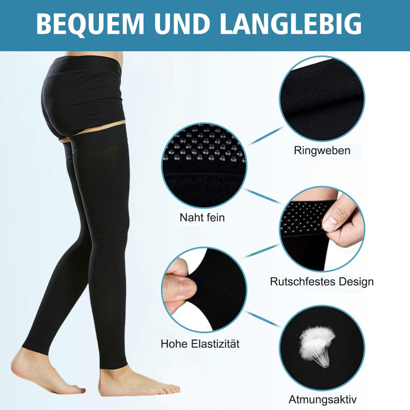 [Australia] - Evolyline Medical Compression Stockings for Men and Women 20-30 mmHg, Class II Thigh Long Compression Socks Support Stockings Footless with Silicone Band for Graduated Support Varicose Veins Black M 