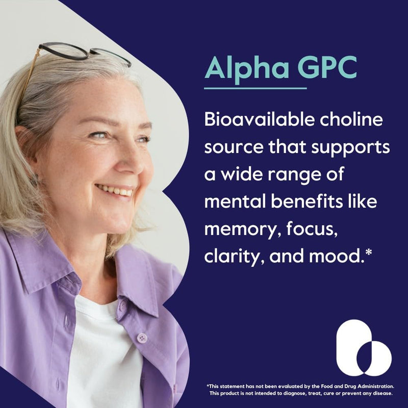 [Australia] - BESTVITE Alpha GPC Choline 600mg Per Serving (120 Veggie Capsules) - No Stearates - Vegan - Non GMO - Gluten Free 120 Count (Pack of 1) 