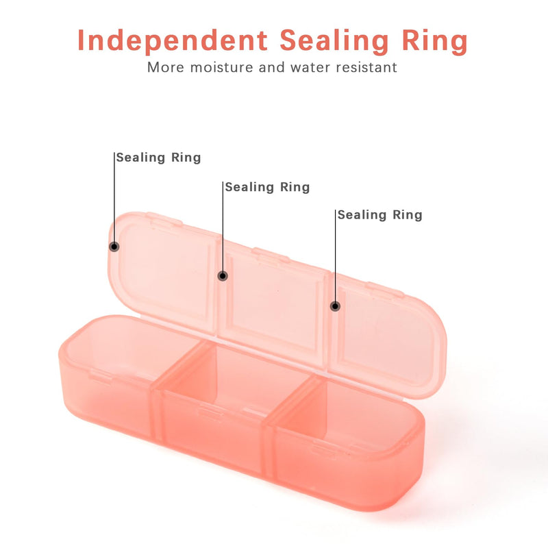 Pill Organizer 3 Times a Day Pink, Weekly Pill Case with Labels, Pill Box Medicine Organizer to Hold Vitamins and Medication | IPX7 Waterproof |21 Independent Sealing Rings