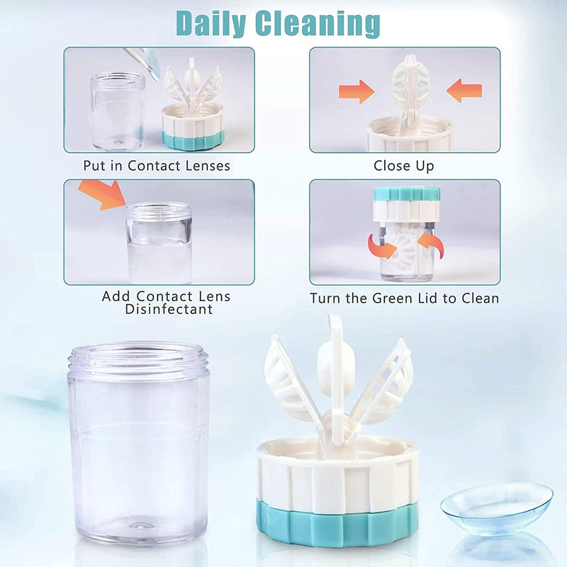 [Australia] - High-quality contact lens containers, contact lens cleaners, 4 pieces of contact lens storage, contact lens containers, contact lens boxes with baskets, contact lens color contact lens containers 