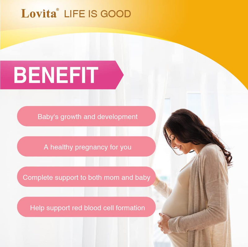 LOVITA Prenatal Multivitamins - Comprehensive Nutrient Support for Before, During, and Post-Pregnancy - 180 Vegetarian Tablets 180 Count (Pack of 1)