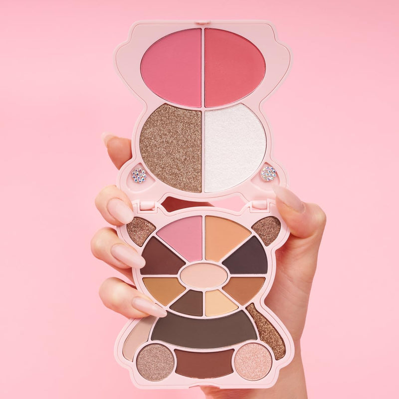 [Australia] - KimChi Chic Teddy Kim Palette - 17 Playful Eyeshadows, 2 Blushes, 2 Highlighters, Cruelty Free Makeup Palette, Girlfriend Pink 1.09oz 01 Girlfriend Pink 