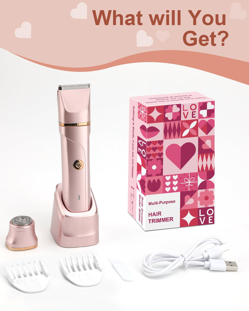 [Australia] - RAXMETRY facial hair remover for women, 2-in-1 electric shaver for women, intimate razor for women, rechargeable with USB charging station, trimmer for bikini area underarms, Ipx7 waterproof pink red 