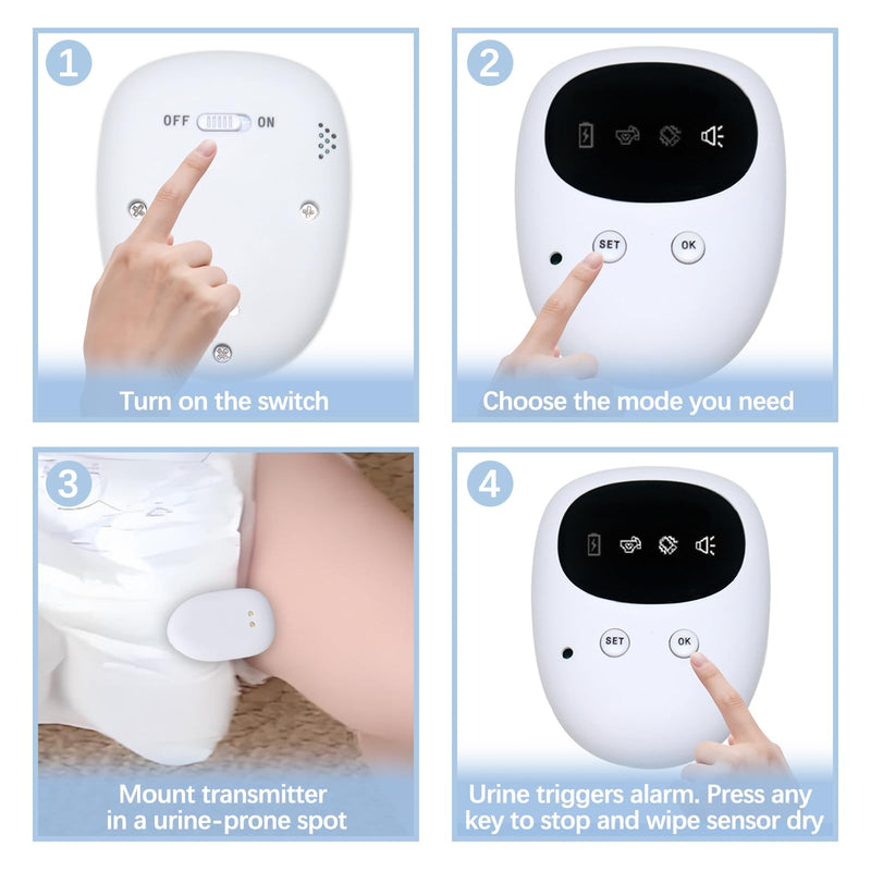 [Australia] - New Wireless Bed Wetting Alarm for Boys and Girls, USB-C Rechargeable Bedwetting Alarm with 3 Working Modes, Bed Wetting Solutions for Kids, Elderly, Night Time Potty Training for Kid 