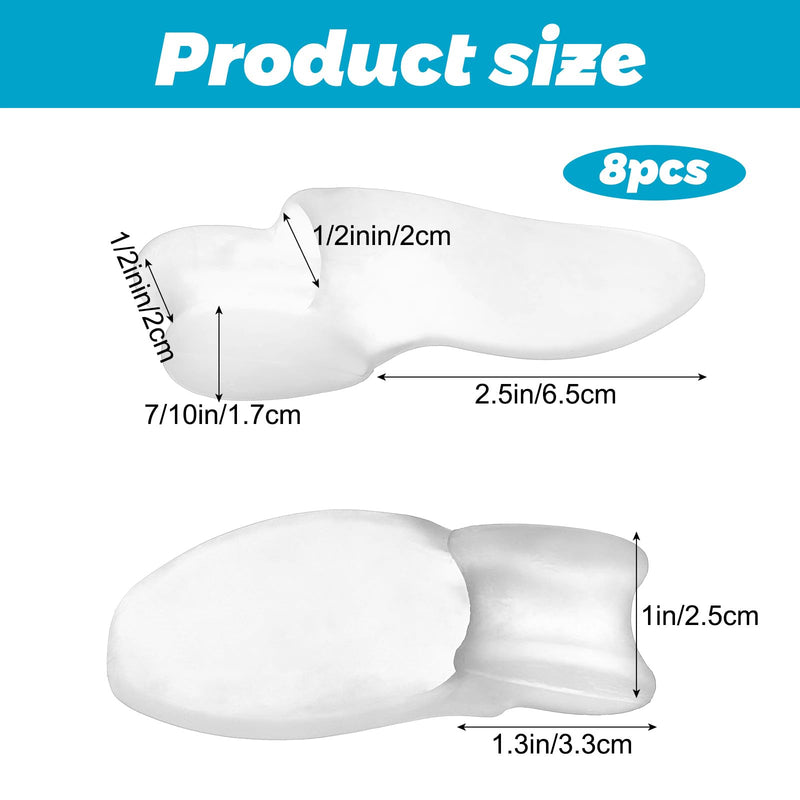 [Australia] - Dimeho Toe Separator Silicone Pack of 8 Gel Hallux Valgus Protective Pads Toe Separator Bunion Protection for Big Toe for Bunion Correction Pain Relief Through 