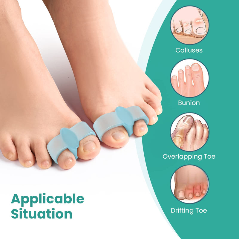 [Australia] - Welnove 2 Loop Toe Separator - Pack of 12 Soft Gel Bunion Correctors - Big Toe Spacer for Bunion Pain and Overlapping Toes - Blue Blue 