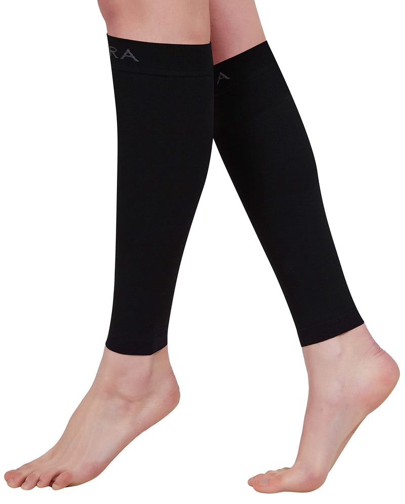 BSERA Calf Compression Sleeve Women, 2 Pairs 15-20mmHg Calf Support Footless Compression Socks Stockings for Shin Splints, Varicose Veins, Recovery (Black, Medium) Black 2 Pairs Medium(Calf 13"-15")